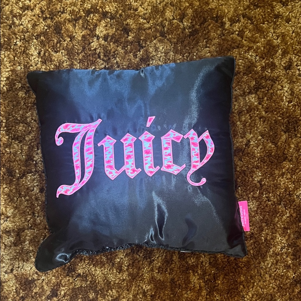 Juicy Couture Black Pillow with Pink Logo